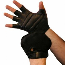 Weightlifting Gloves Real Leather Padded with Lycra Back